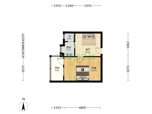 大士院住宅一区 1室1厅1卫 39平方