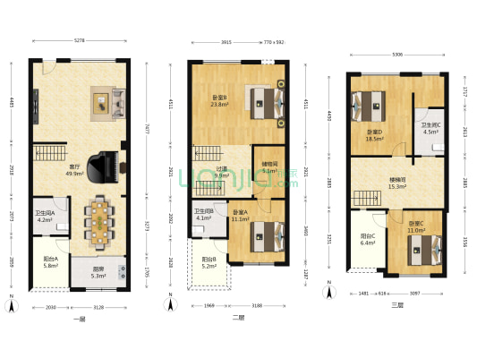 长寿院子 4室1厅3卫 126平方