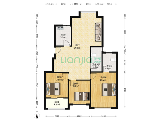 山合院 3室1厅2卫 105平方
