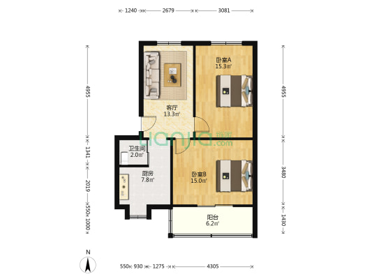 邮政路 2室1厅1卫 69平方