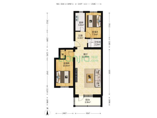 石桥东区 2室1厅1卫 74平方