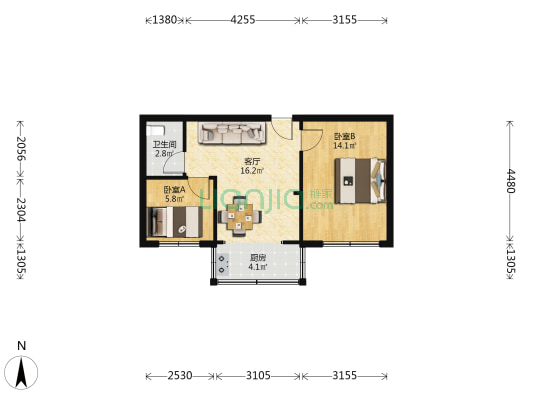 群兴里 2室1厅1卫 53平方
