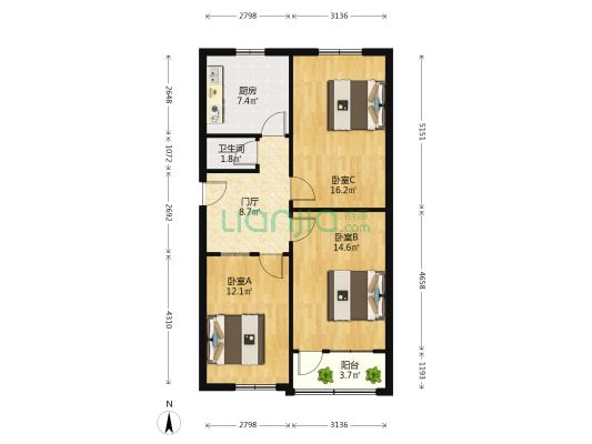 泰安路 3室0厅1卫 82平方