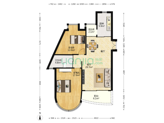 静安凤凰苑 2室1厅1卫 108平方