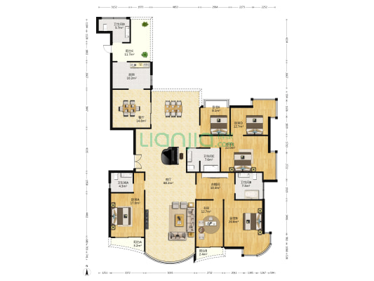 山海一品 6室2厅4卫 281平方