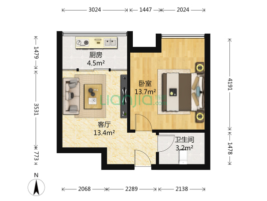 梧桐坊小区 1室1厅1卫 52平方