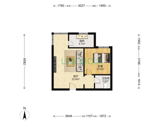 建兰丽苑 1室1厅1卫 57平方