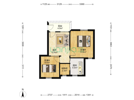 广州铁道车辆厂生活区 2室1厅0卫 51平方