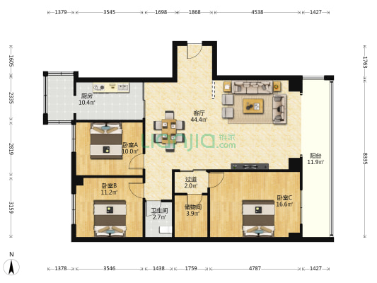 长业兴利苑 3室1厅1卫 165平方