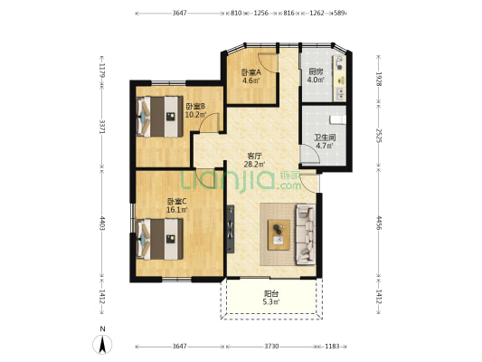 钟村镇解放路 3室1厅1卫 81平方