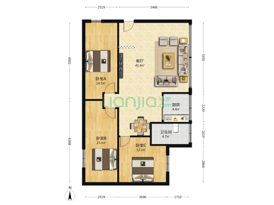 红棉三马路 3室1厅1卫 95平方