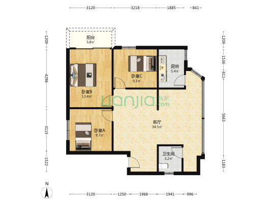 陵州路一段172号 3室1厅1卫 99平方
