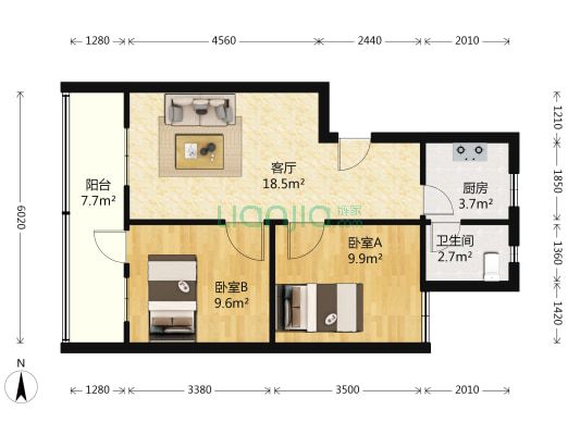 康乐花园小区 2室1厅1卫 68平方