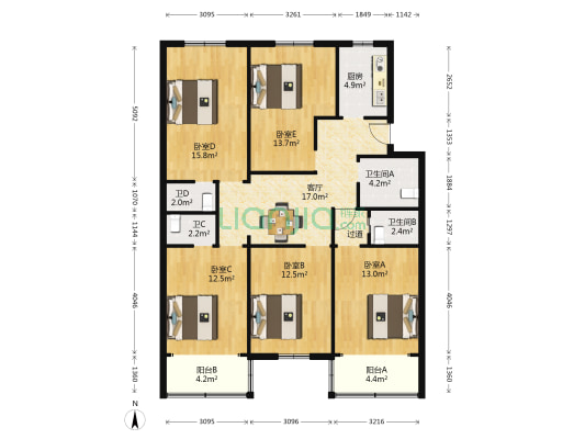 庆春东路62号院 5室1厅4卫 135平方
