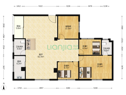 岗前西路25号小区 3室1厅2卫 150平方