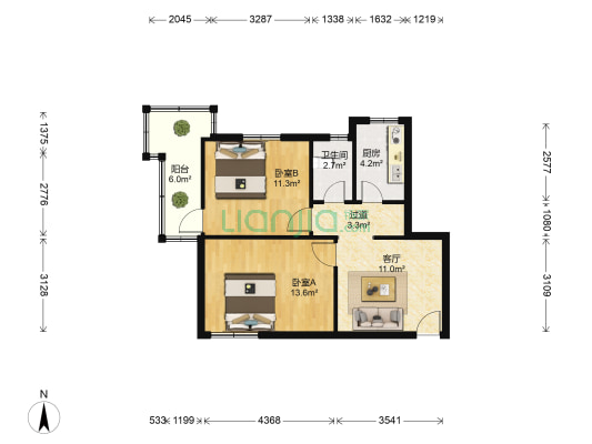 西环路南段 2室1厅1卫 61平方