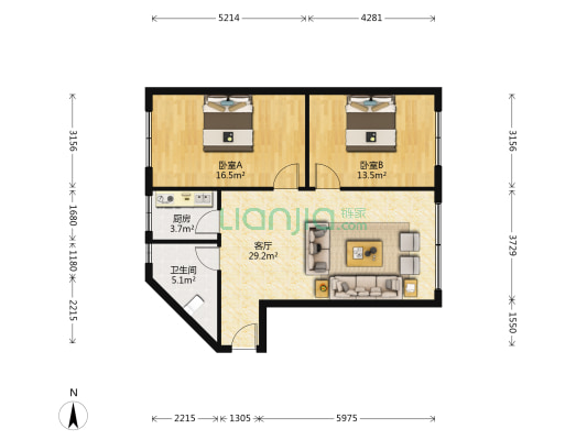 灵石路79号 2室1厅1卫 83平方