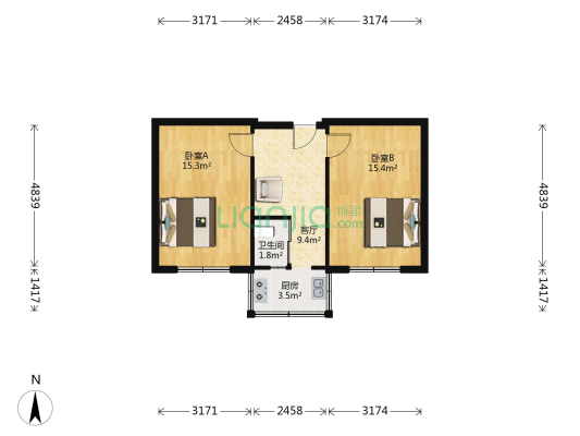 东星小区 2室1厅1卫 56平方