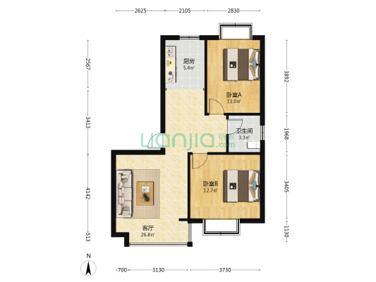 崇阳世家 2室1厅1卫 71平方