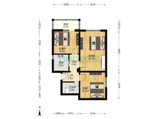 东新开胡同 3室0厅1卫 65平方