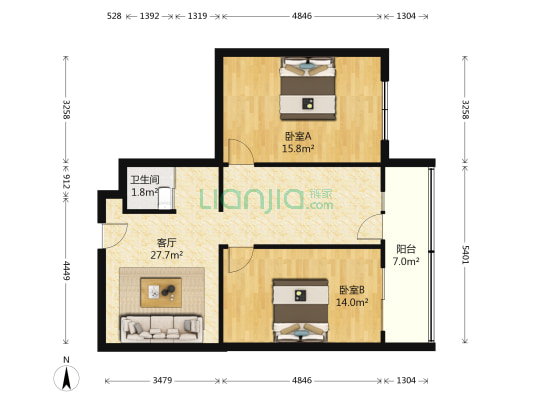 隆礼嘉园 2室1厅1卫 83平方