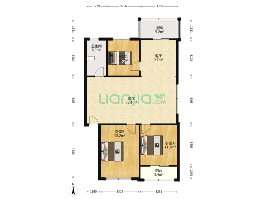 户型方正 采光充足 交通便利 小区成熟-户型图