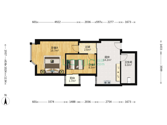 和信大厦 2室0厅1卫 109平方