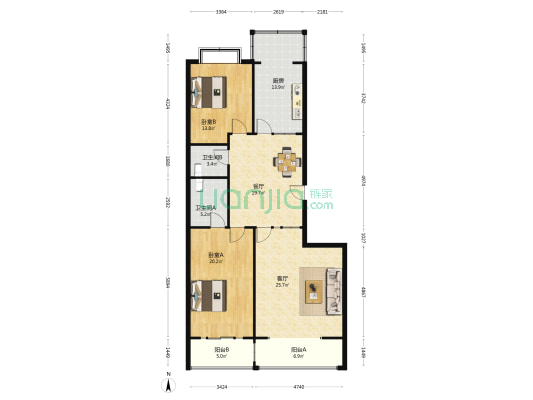 美景秀苑 2室2厅2卫 145平方