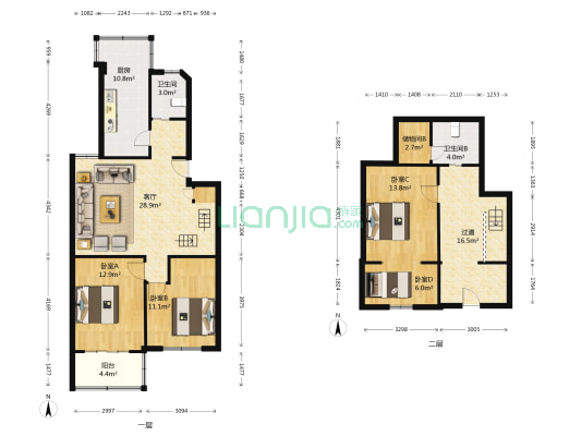 太阳村 4室1厅2卫 86平方