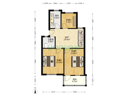 古井寺小区 3室1厅1卫 65平方