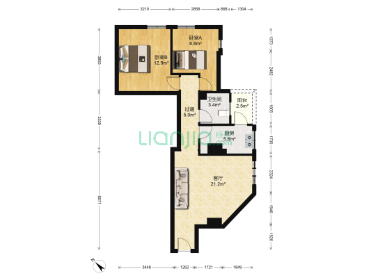 银海花园 2室1厅1卫 82平方