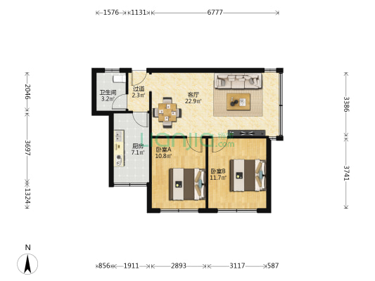 朝晖路 2室1厅1卫 60平方