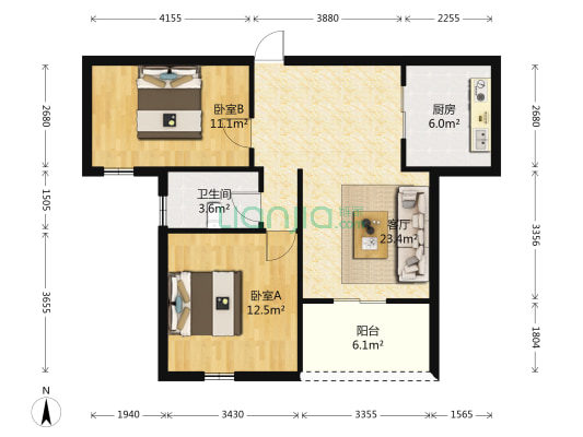 美地印象 2室1厅1卫 82平方