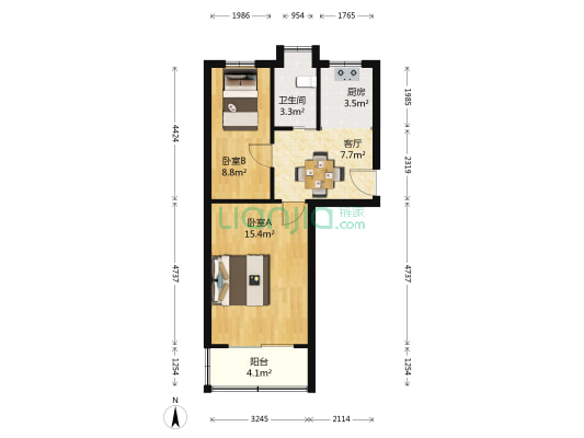 南卫巷 2室1厅1卫 50平方