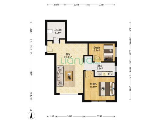 凡尔赛诗城 2室1厅1卫 73平方