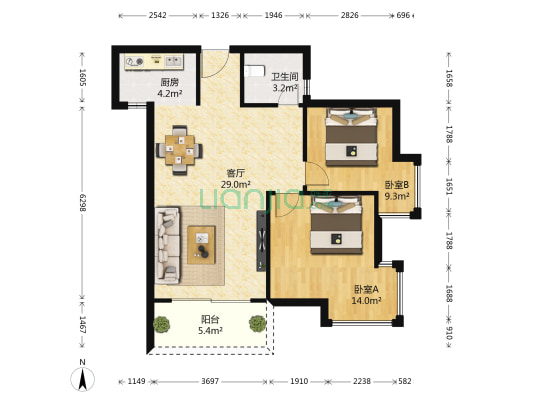 嘉福夏日海湾 2室1厅1卫 83平方