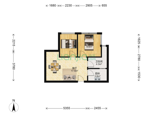 海岸豪苑 2室1厅1卫 46平方