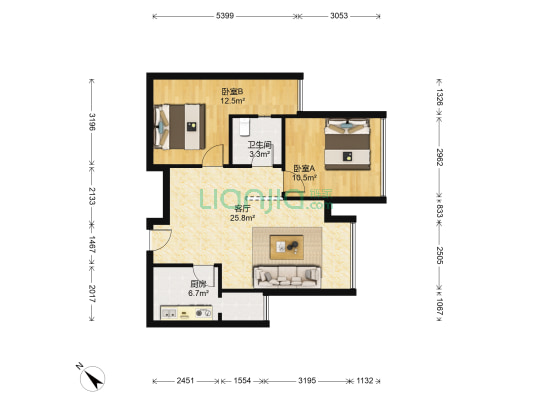 大王钰城 2室1厅1卫 63平方