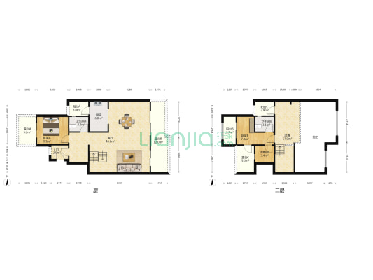 复地君屿墅H区 2室1厅2卫 130平方