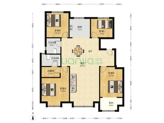 城发·润园 4室1厅2卫 144平方