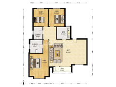 新干线边户洋房三居两卫带露台，一梯两户随时看-涿州高铁新干线户型图
