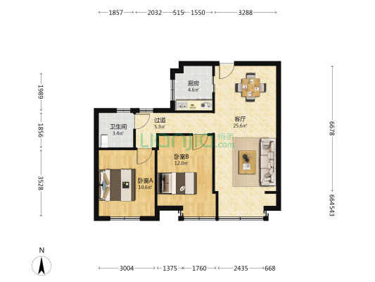 沐煦云庭 2室1厅1卫 80平方