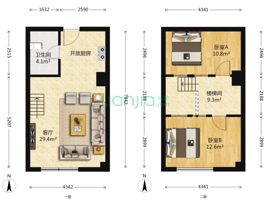 融圣国际 2室1厅1卫 49平方