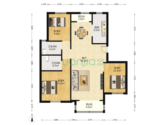 格调壹品 3室1厅2卫 132平方