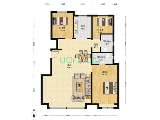 金地璟宸 3室1厅2卫 143平方