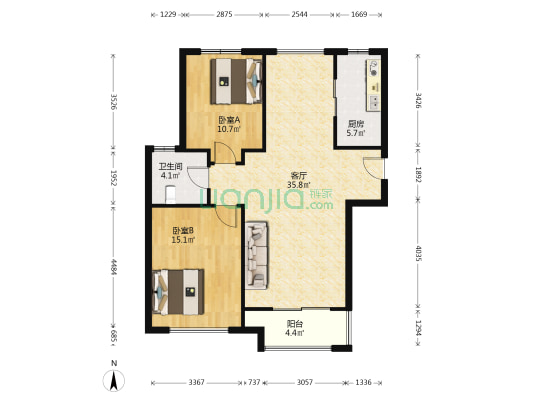 荣盛翔云家园 2室1厅1卫 109平方