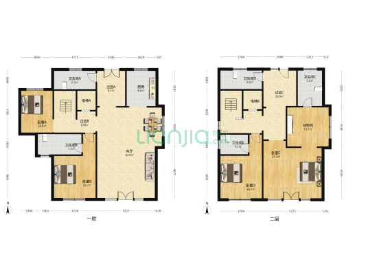 建邦垅锦墅 4室1厅5卫 262平方