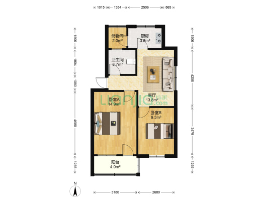 市税务局小区(翠园街16号) 2室1厅1卫 62平方