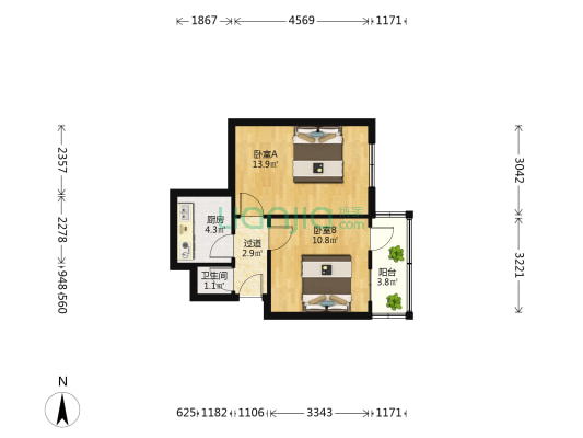 范县路 2室0厅1卫 51平方
