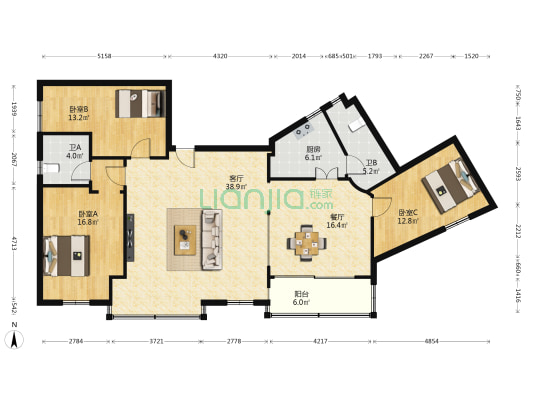金碧街15号 3室2厅2卫 62平方